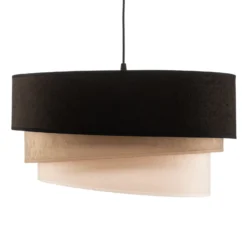 Lámpara colgante Devon, negro/beige/crudo/dorado Ø45cm
