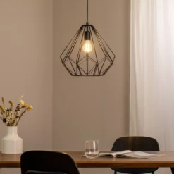 Lámpara colgante Diamond, negro, metal, Ø 37 cm, E27