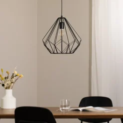 Lámpara colgante Diamond, negro, metal, Ø 37 cm, E27