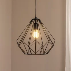 Lámpara colgante Diamond, negro, metal, Ø 37 cm, E27