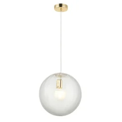 Lámpara colgante Diana, transparente/dorada, Ø 30 cm, cristal