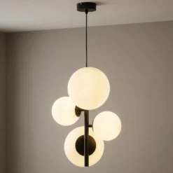 Lámpara colgante Dione, de 4 luces, negra