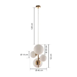 Lámpara colgante Dione, de 4 luces, dorada