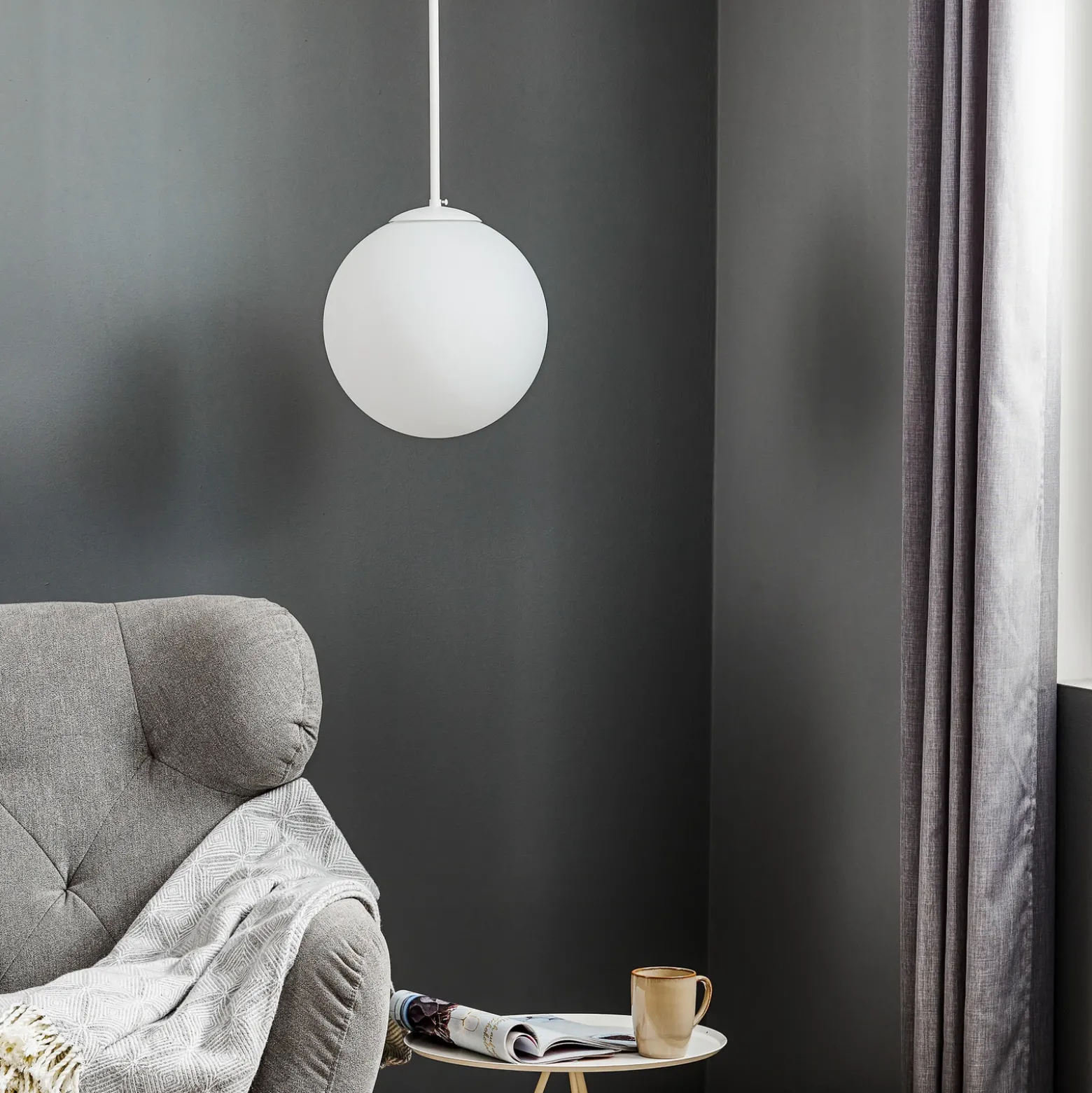 Lámpara colgante Dione, 1 luz, blanco, 30 cm