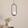 Lámpara colgante Dione, 1 luz, negro/blanco