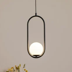 Lámpara colgante Dione, 1 luz, negro/blanco