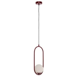 Lámpara colgante Dione, 1 luz, rojo vino/blanco