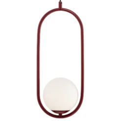 Lámpara colgante Dione, 1 luz, rojo vino/blanco