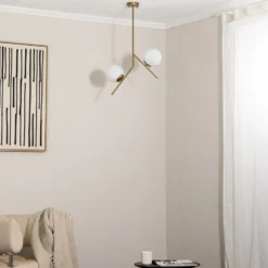 Lámpara colgante Dolunay, 43 cm de largo, 2 luces, color dorado, E27