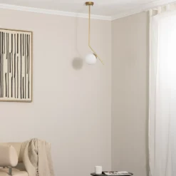 Lámpara colgante Dolunay, 25 cm de largo, color dorado, cristal, E27