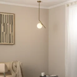 Lámpara colgante Dolunay, 25 cm de largo, color dorado, cristal, E27