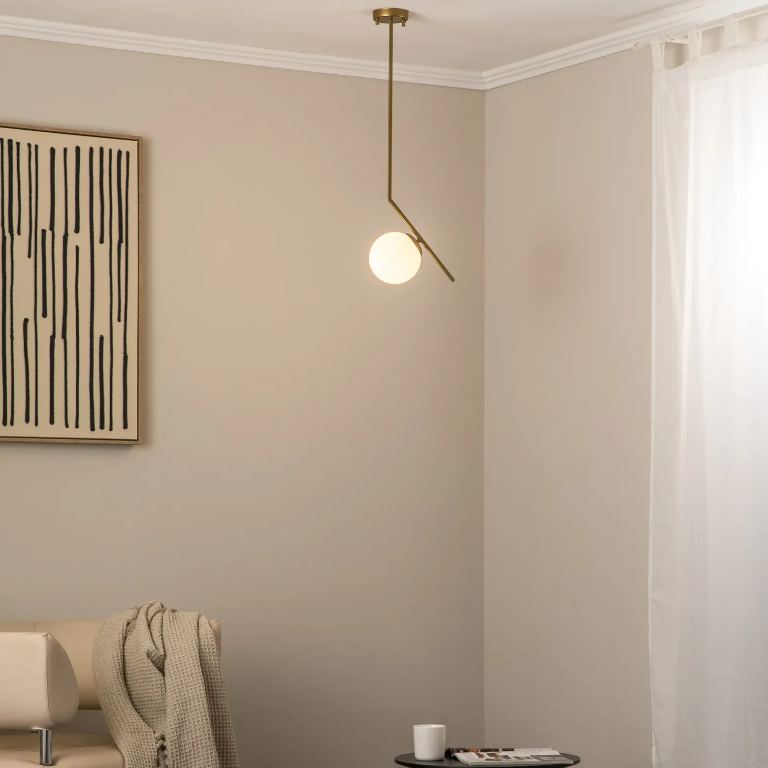 Lámpara colgante Dolunay, 25 cm de largo, color dorado, cristal, E27