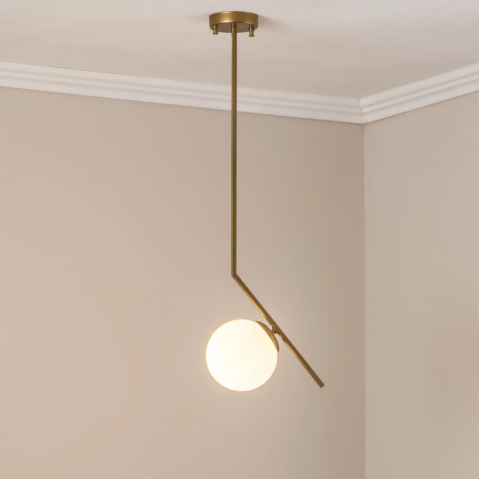 Lámpara colgante Dolunay, 25 cm de largo, color dorado, cristal, E27