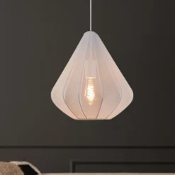 Lámpara colgante Dolwen, blanca, Ø 33,5 cm, tela