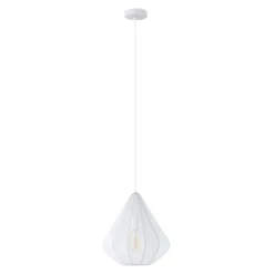 Lámpara colgante Dolwen, blanca, Ø 33,5 cm, tela