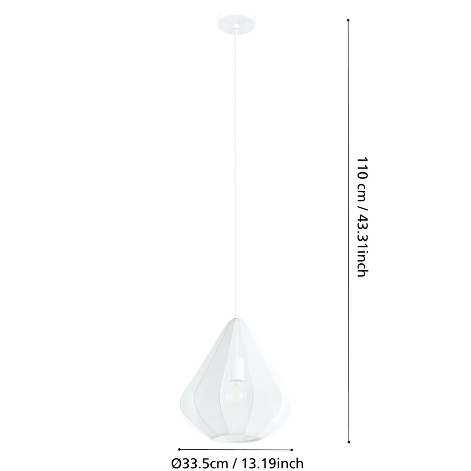 Lámpara colgante Dolwen, blanca, Ø 33,5 cm, tela