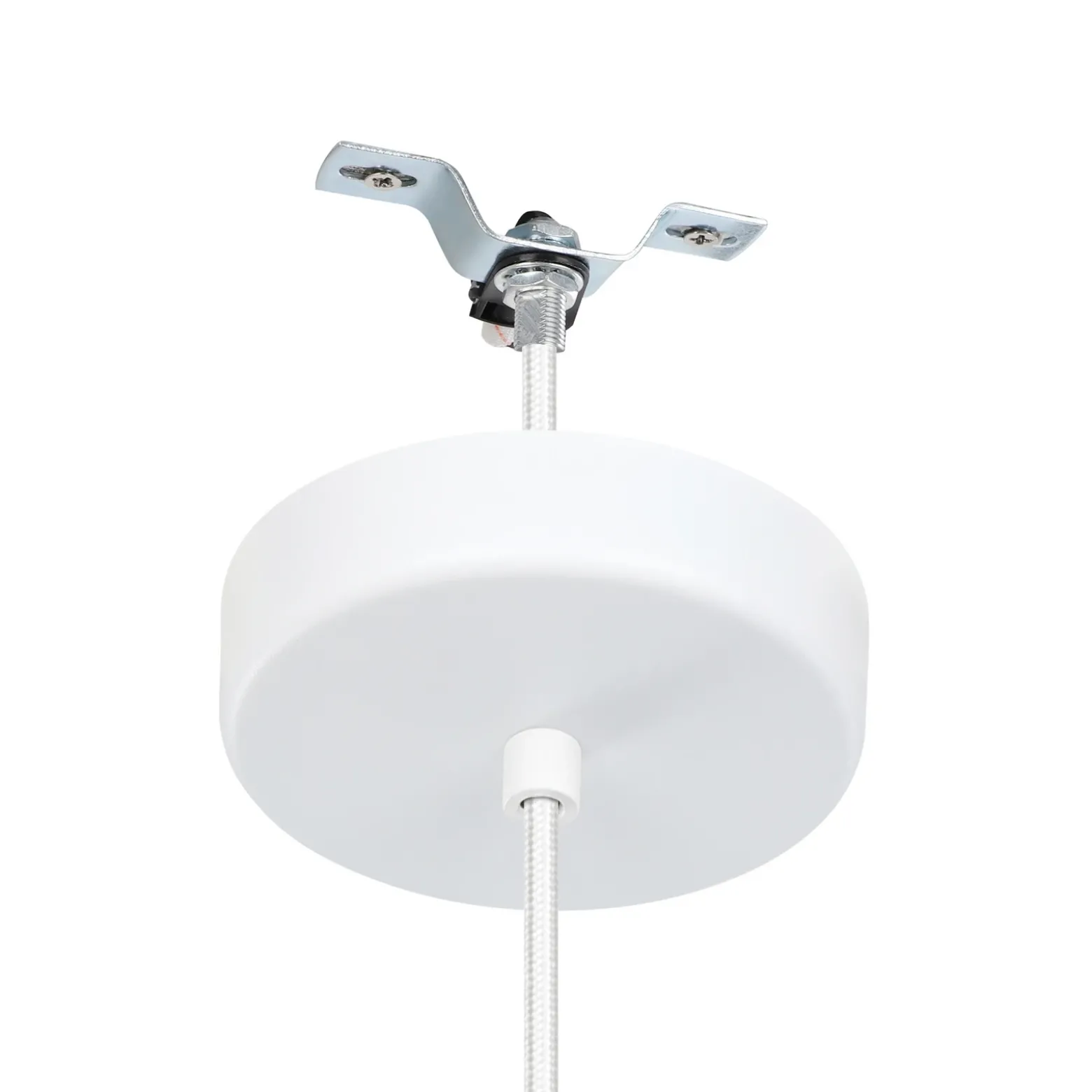 Lámpara colgante Dolwen, blanca, Ø 42,5 cm, tela