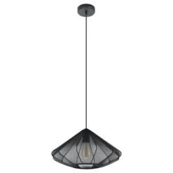 Lámpara colgante Dolwen, negra, Ø 42,5 cm, tela