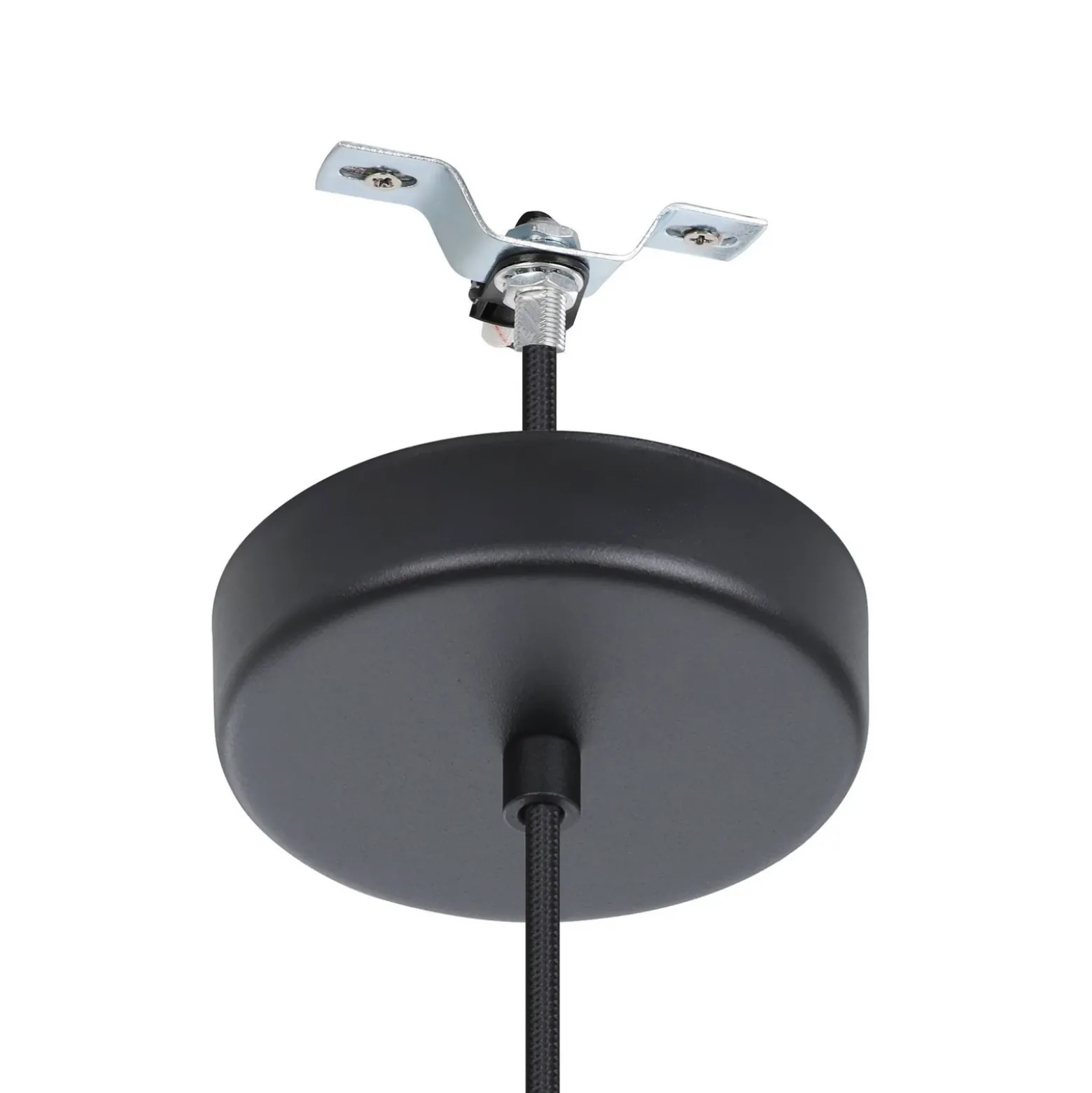 Lámpara colgante Dolwen, negra, Ø 42,5 cm, tela