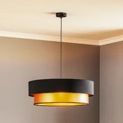 Lámpara colgante Dorina, negro/oro Ø 60cm