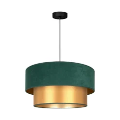 Lámpara colgante Dorina, verde/dorado, Ø 45 cm, tejido, E27