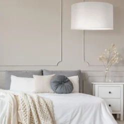 Lámpara colgante Dorset de textil, blanco