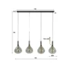 Lámpara colgante Droppone, 4 luces, gris humo, cristal, E27