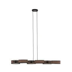 Lámpara colgante DRUMZ, marrón, longitud 100 cm, 6 luces, tejido, E14