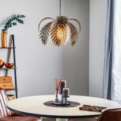 Lámpara colgante Dubai, decoración con palmeras, Ø 46 cm, bronce