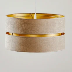Lámpara colgante Duo, beige/dorado, Ø40cm, 1 luz