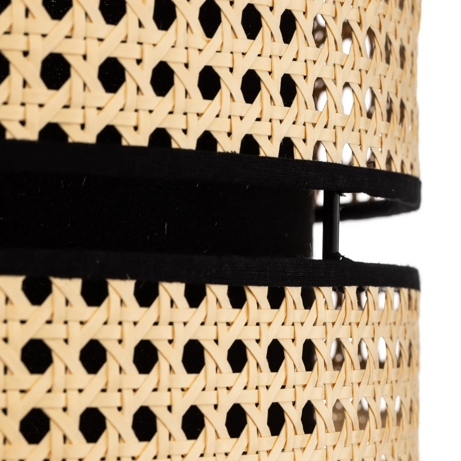 Lámpara colgante Duo, ratán, Ø 40 cm, beige/negro