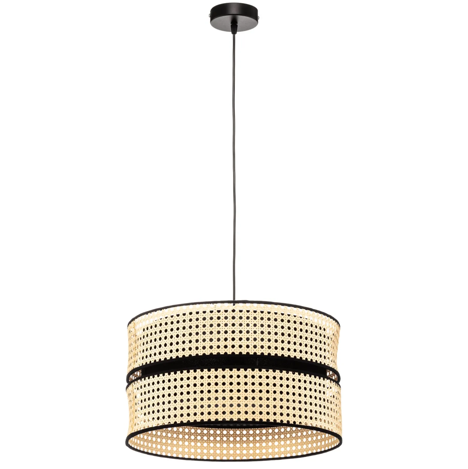 Lámpara colgante Duo, ratán, Ø 40 cm, beige/negro