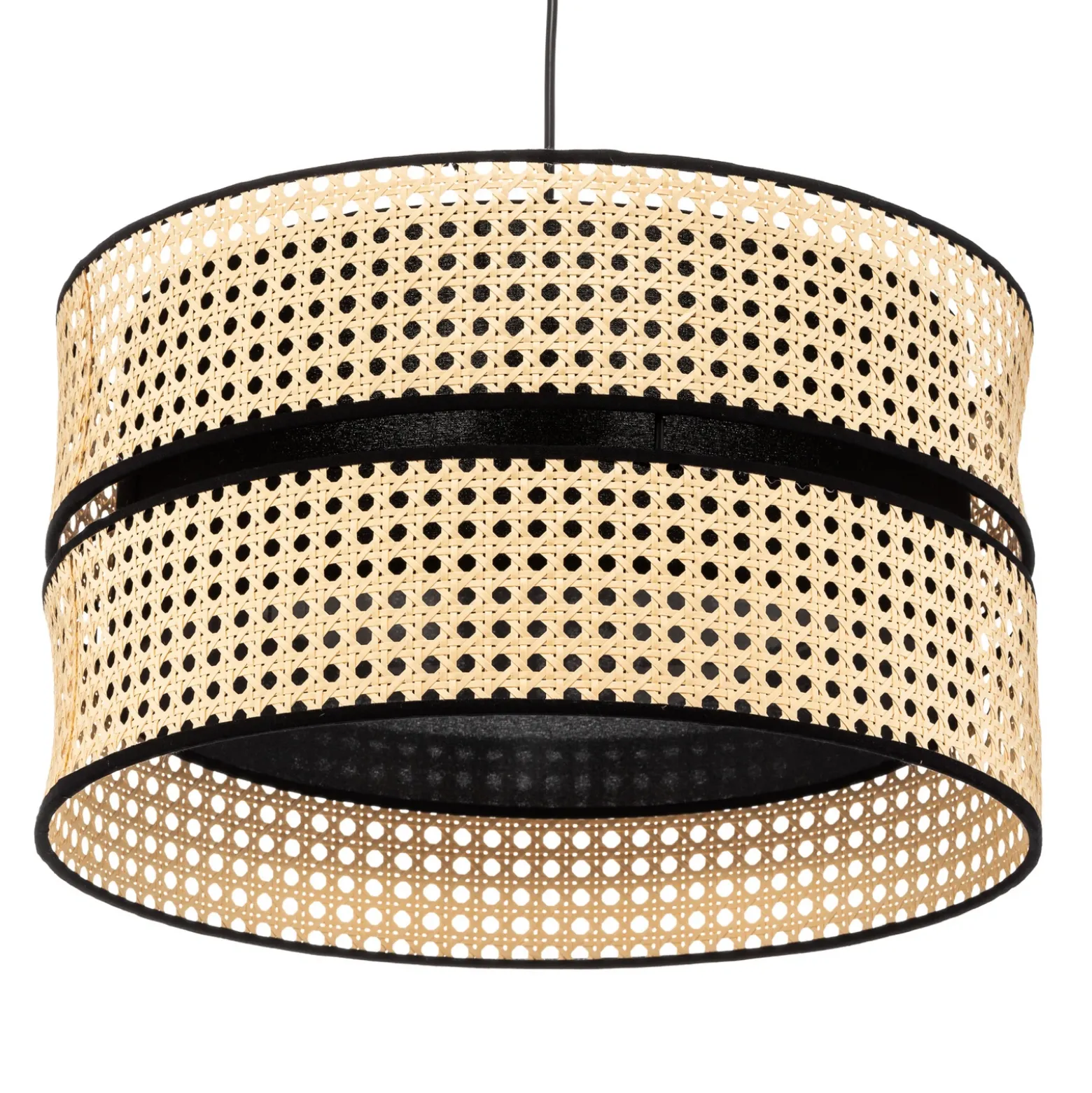 Lámpara colgante Duo, ratán, Ø 40 cm, beige/negro
