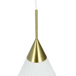 Lámpara colgante Dyberg Larsen Ballon, Ø 21 cm, blanco/color latón