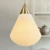 Lámpara colgante Dyberg Larsen Ballon, Ø 33 cm, blanco/color latón