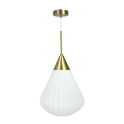 Lámpara colgante Dyberg Larsen Ballon, Ø 33 cm, blanco/color latón