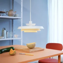 Lámpara colgante Dyberg Larsen DL44, blanca, metal, Ø 45 cm
