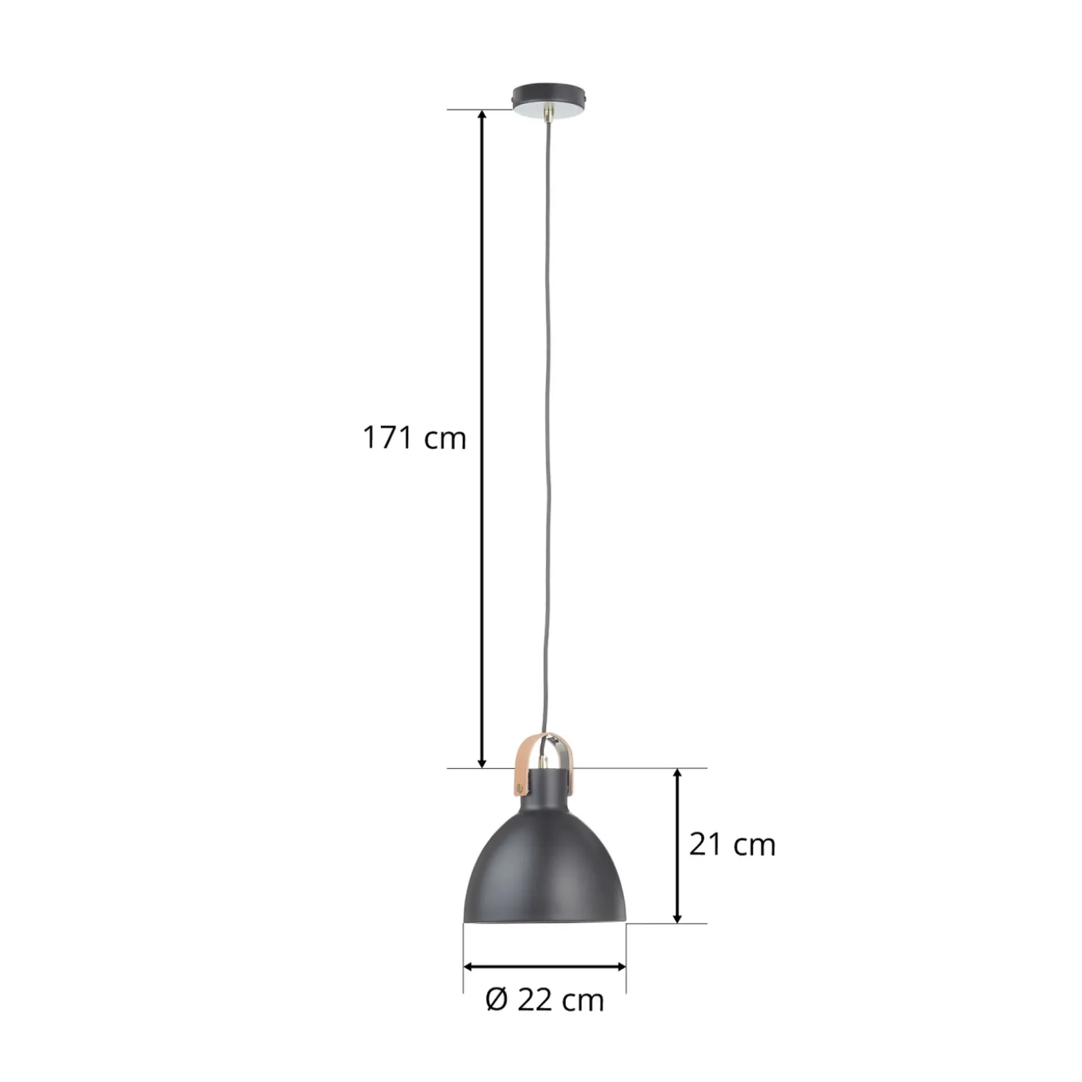 Lámpara colgante Eagle, negra, Ø 22 cm, metal