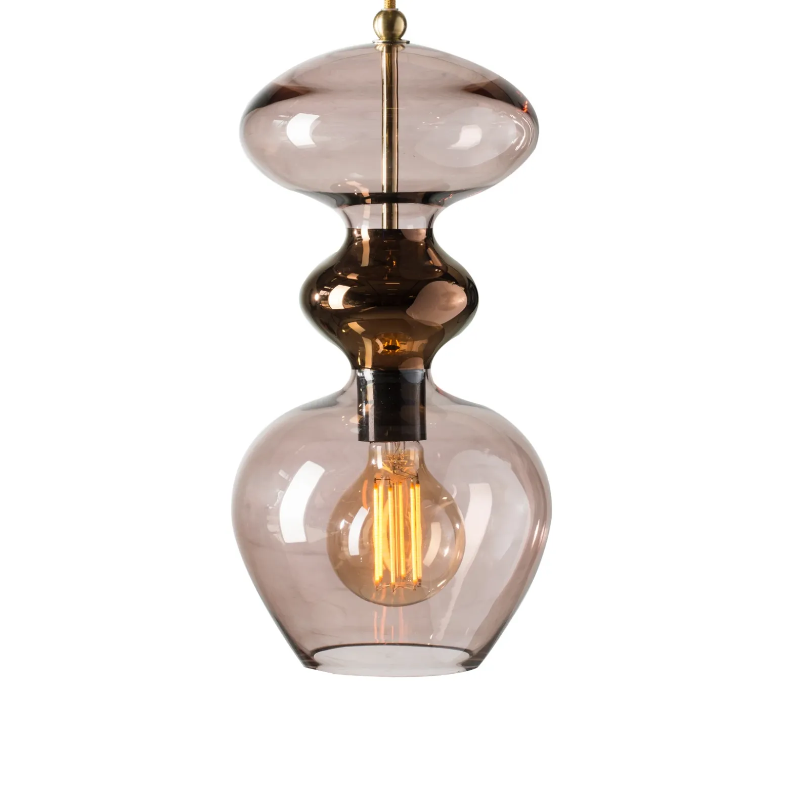 Lámpara colgante EBB & FLOW Futura M, obsidiana, cristal, Ø 18 cm