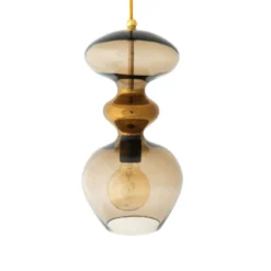 Lámpara colgante EBB & FLOW Futura M, marrón, cristal, Ø 18 cm, E27