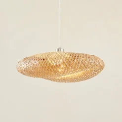 Lámpara colgante Eleane de Lindby, bambú, natural, Ø 50 cm