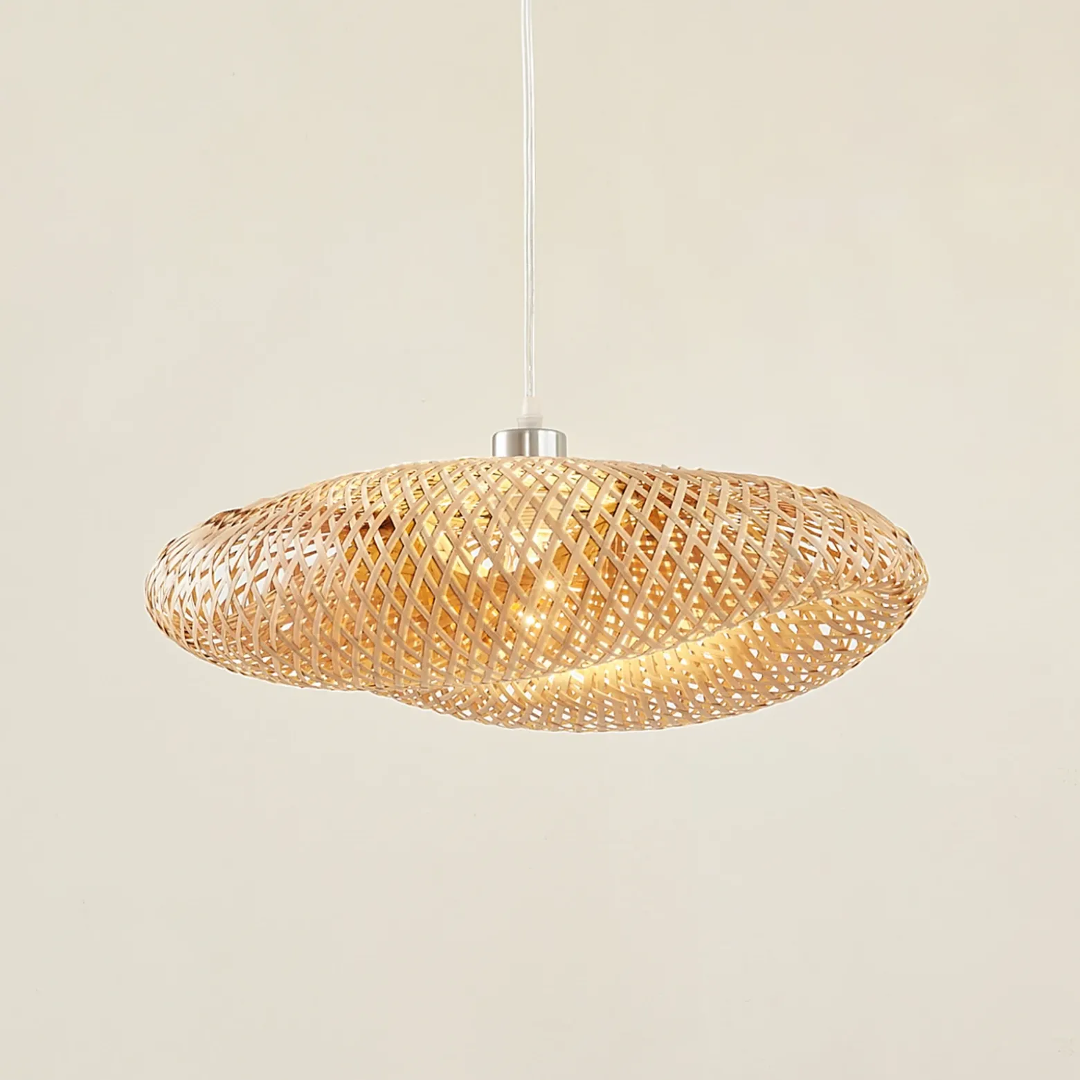 Lámpara colgante Eleane de Lindby, bambú, natural, Ø 50 cm