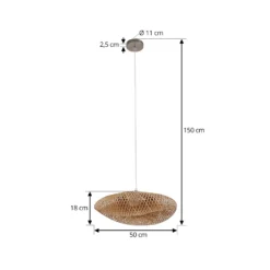 Lámpara colgante Eleane de Lindby, bambú, natural, Ø 50 cm