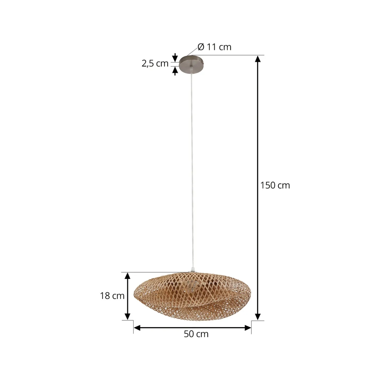 Lámpara colgante Eleane de Lindby, bambú, natural, Ø 50 cm