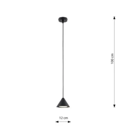 Lámpara colgante Elit, 1 luz, negro, suspensión metálica de 1 m