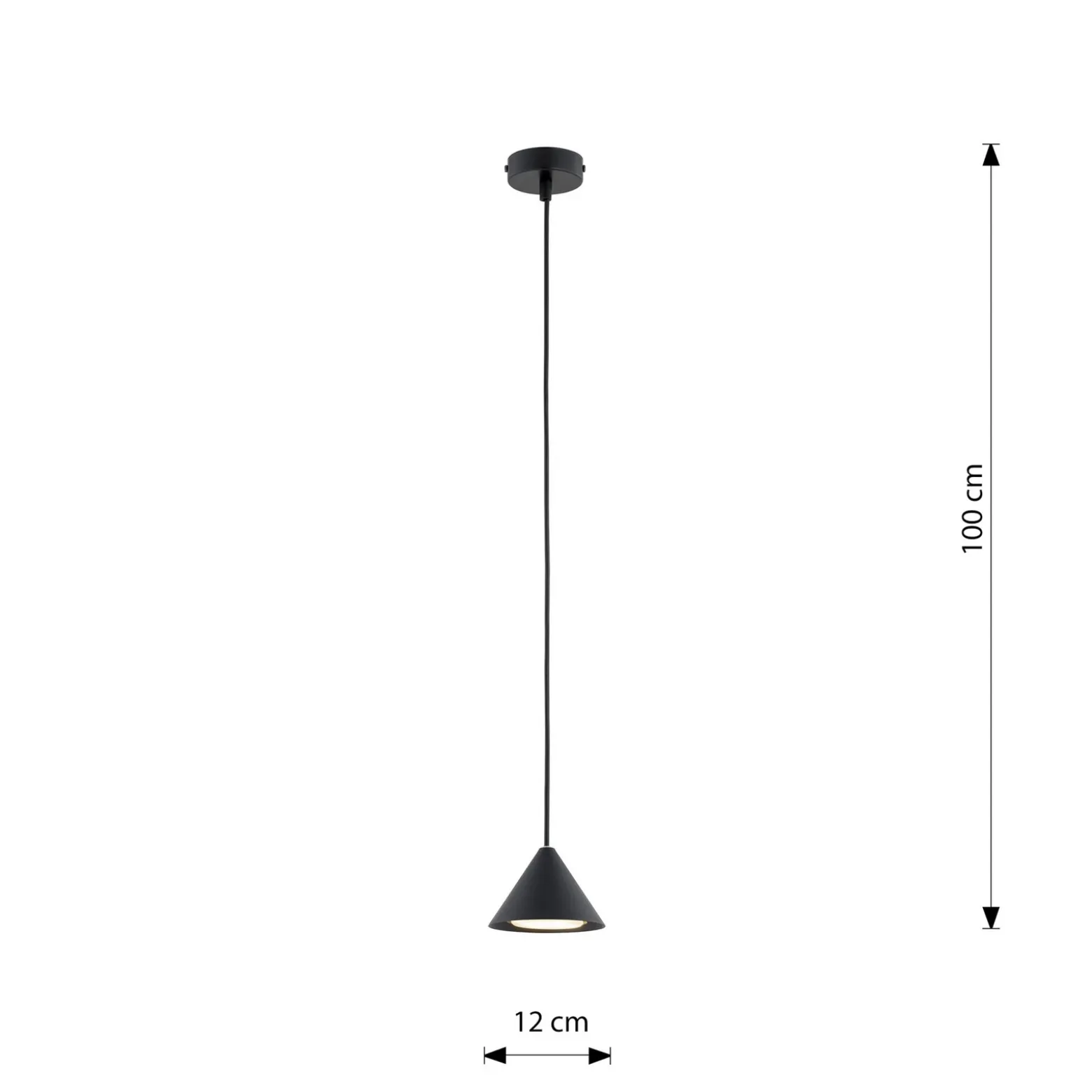 Lámpara colgante Elit, 1 luz, negro, suspensión metálica de 1 m