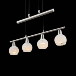 Lámpara colgante Elliott, longitud 60 cm, níquel mate, metal/vidrio