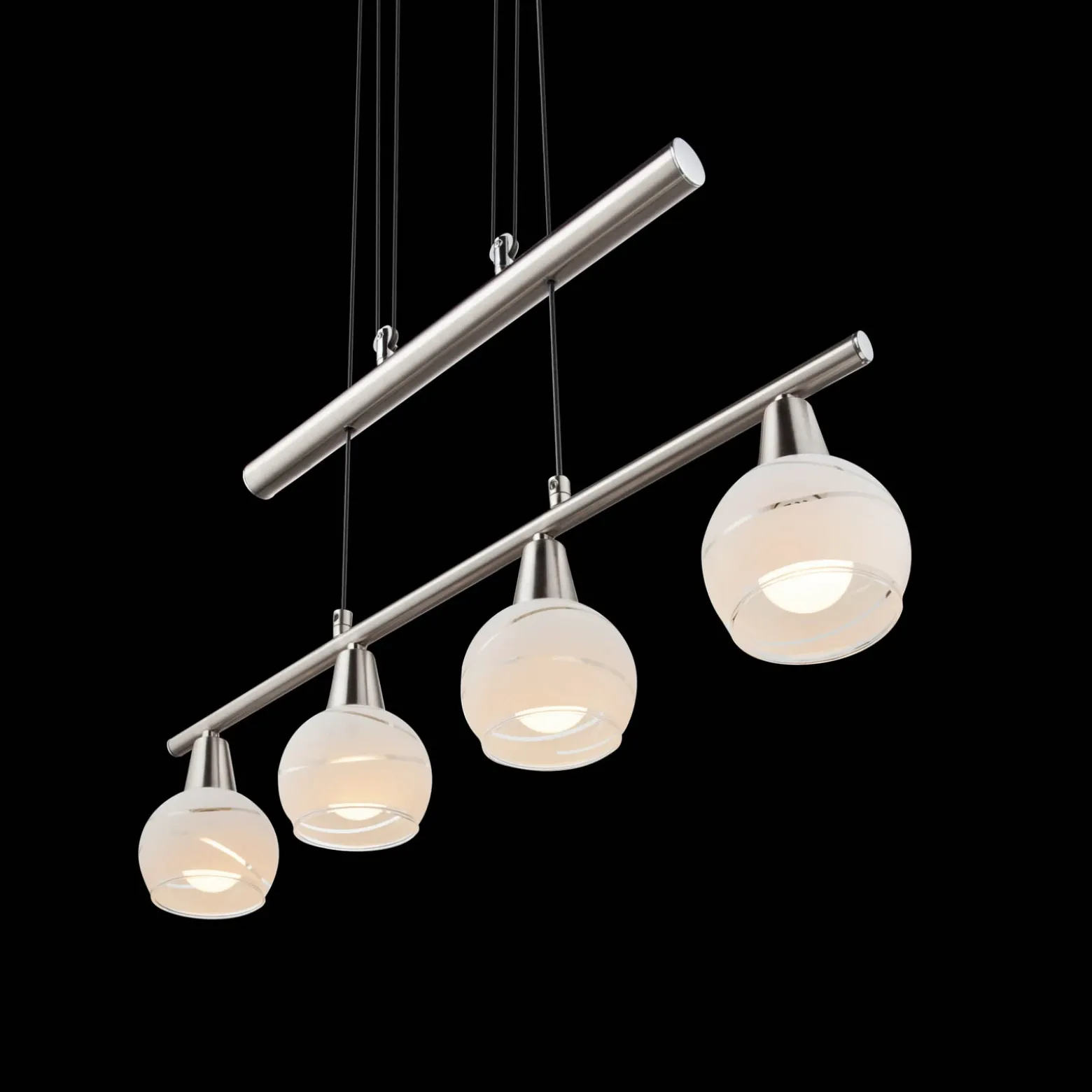Lámpara colgante Elliott, longitud 60 cm, níquel mate, metal/vidrio