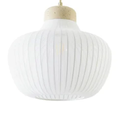 Lámpara colgante Eloise de Lucande, Ø 30 cm, blanca, de tela, E27