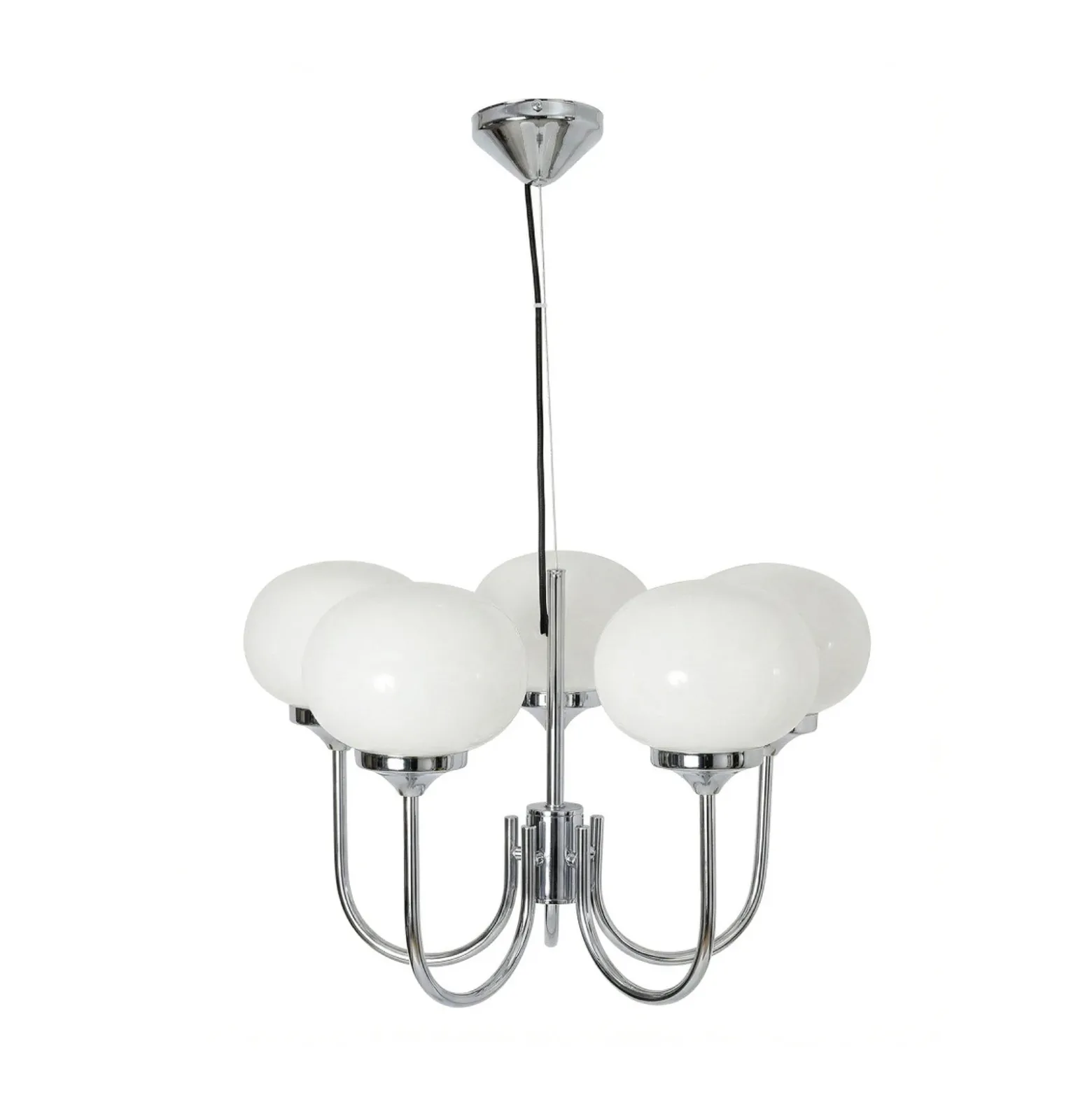 Lámpara colgante Elsy, blanco/cromo, 5 luces, 36 cm, cristal, enchufe